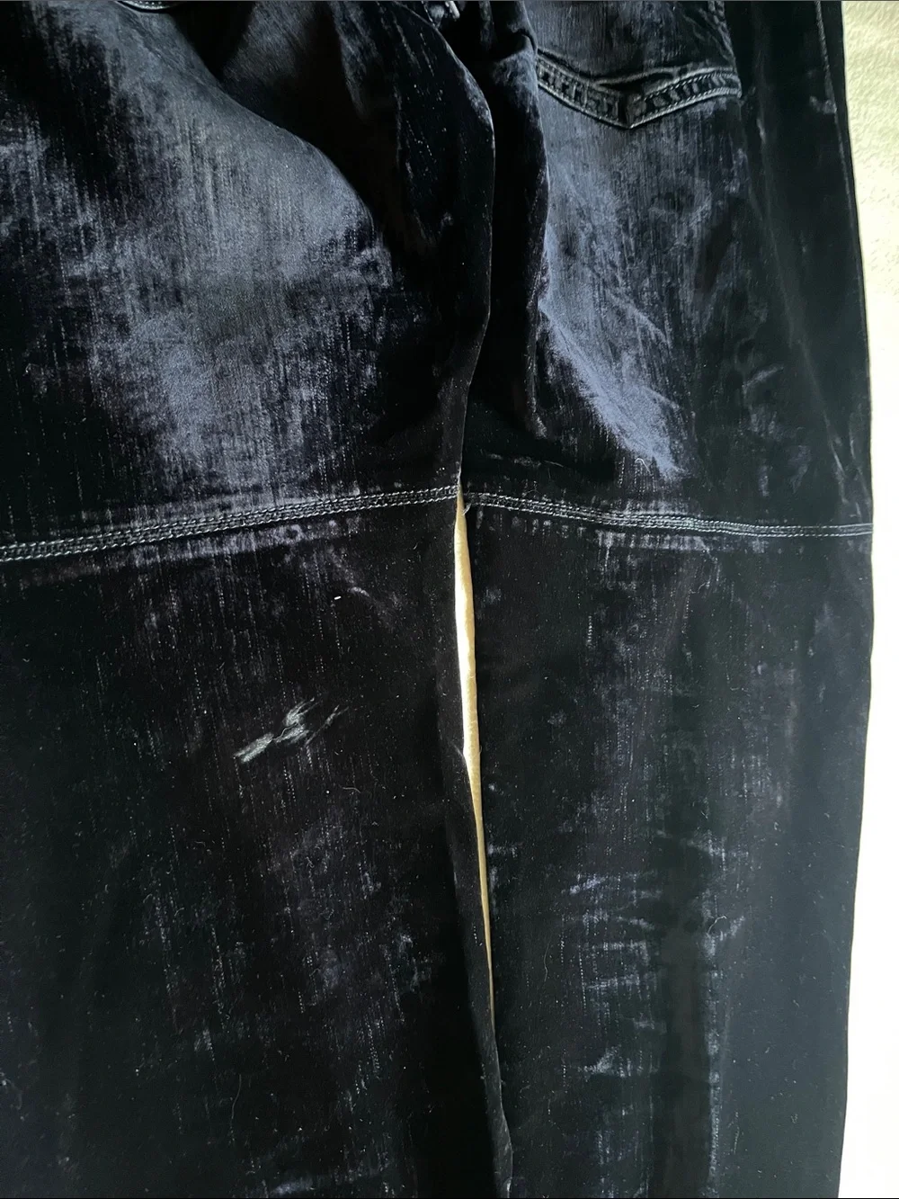 Emporio Armani Black Navy crushed velvet finish Jeans.